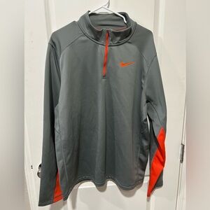 Nike Therma-Fit 3/4 Zip Mens Pullover Grey Orange Mens XL